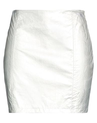 Woman Mini skirt Silver Size S Polyurethane, Viscose