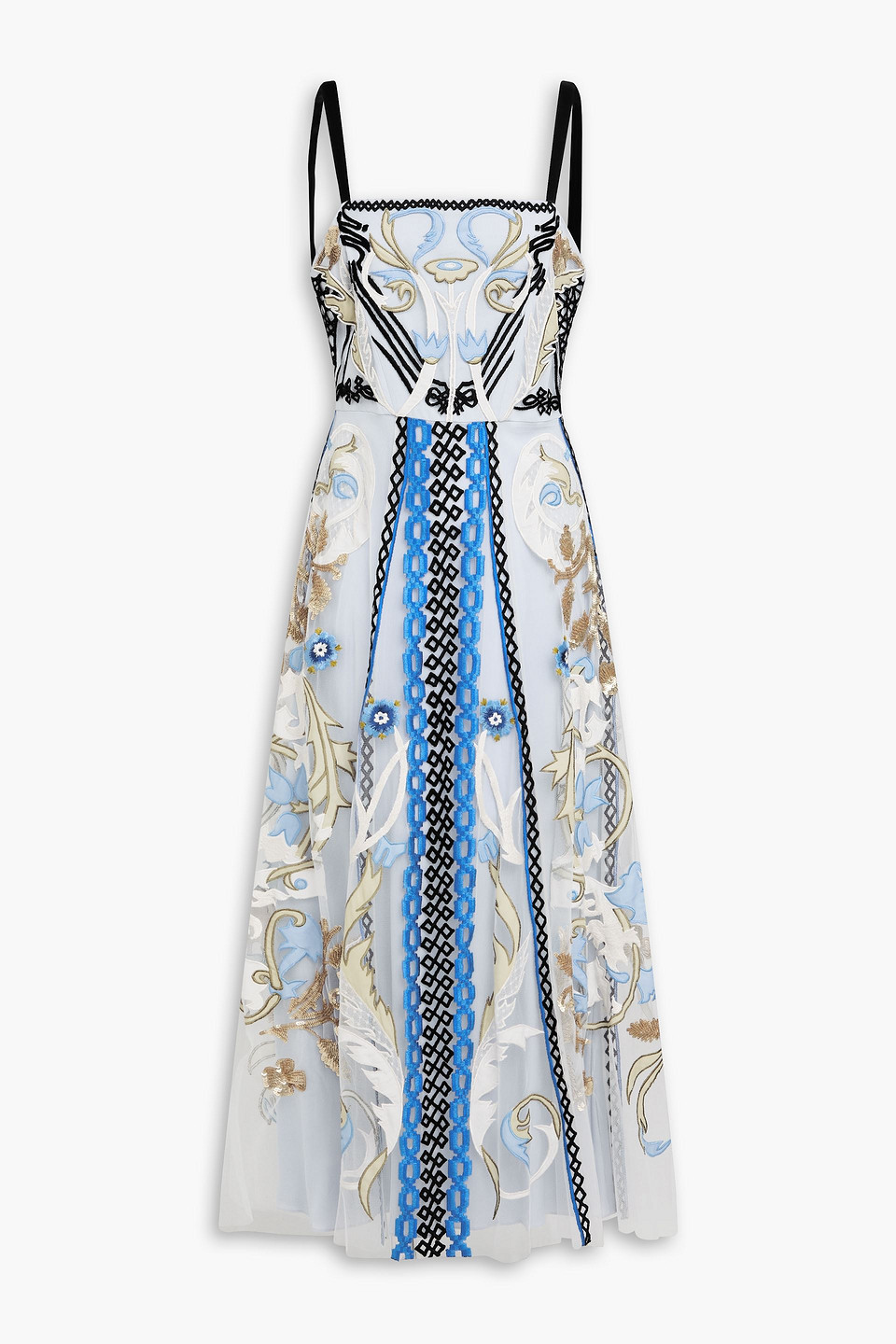 Alessia embroidered tulle midi dress - Blue - UK 10