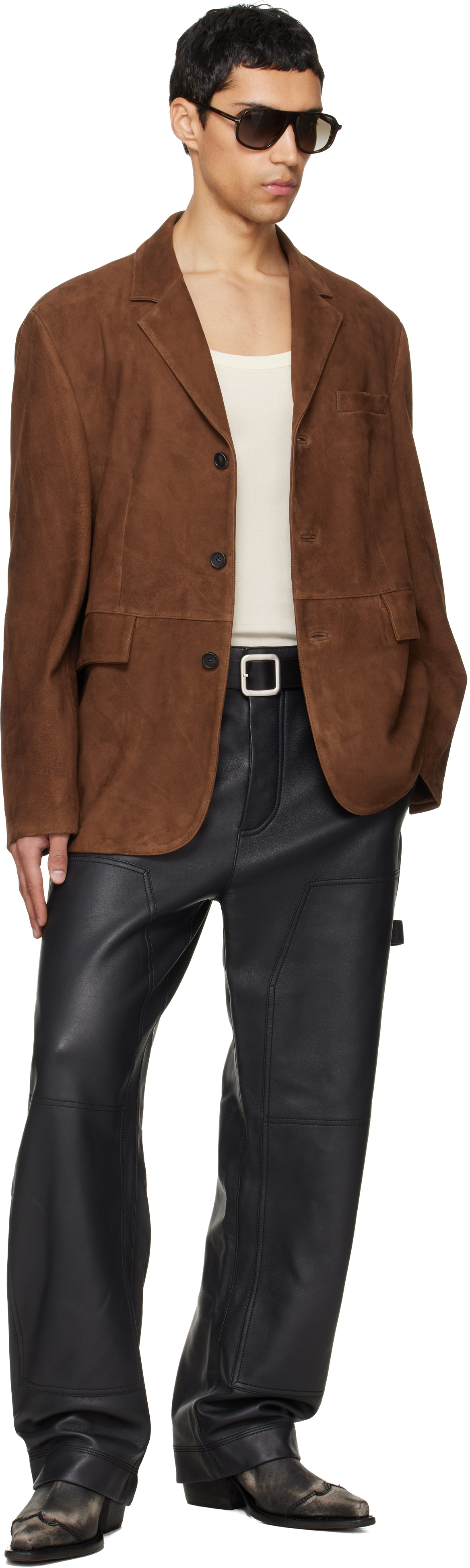 Brown Tailored Suede Blazer