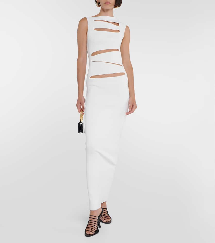 Christopher Esber Cutout ribbed-knit paneled maxi dress