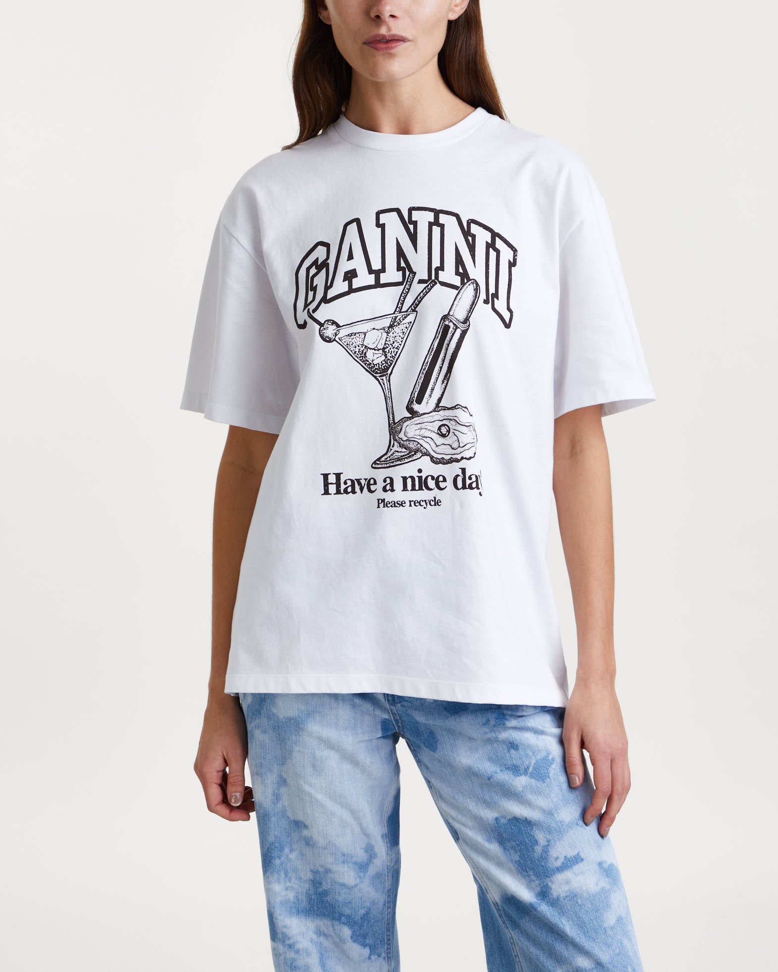 Ganni T-Shirt Future Heavy Cocktail White