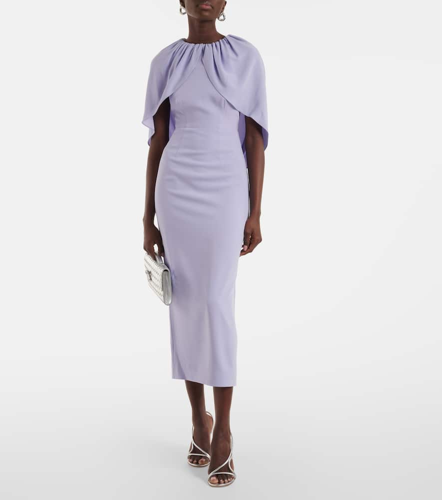 Caped crêpe satin cocktail dress