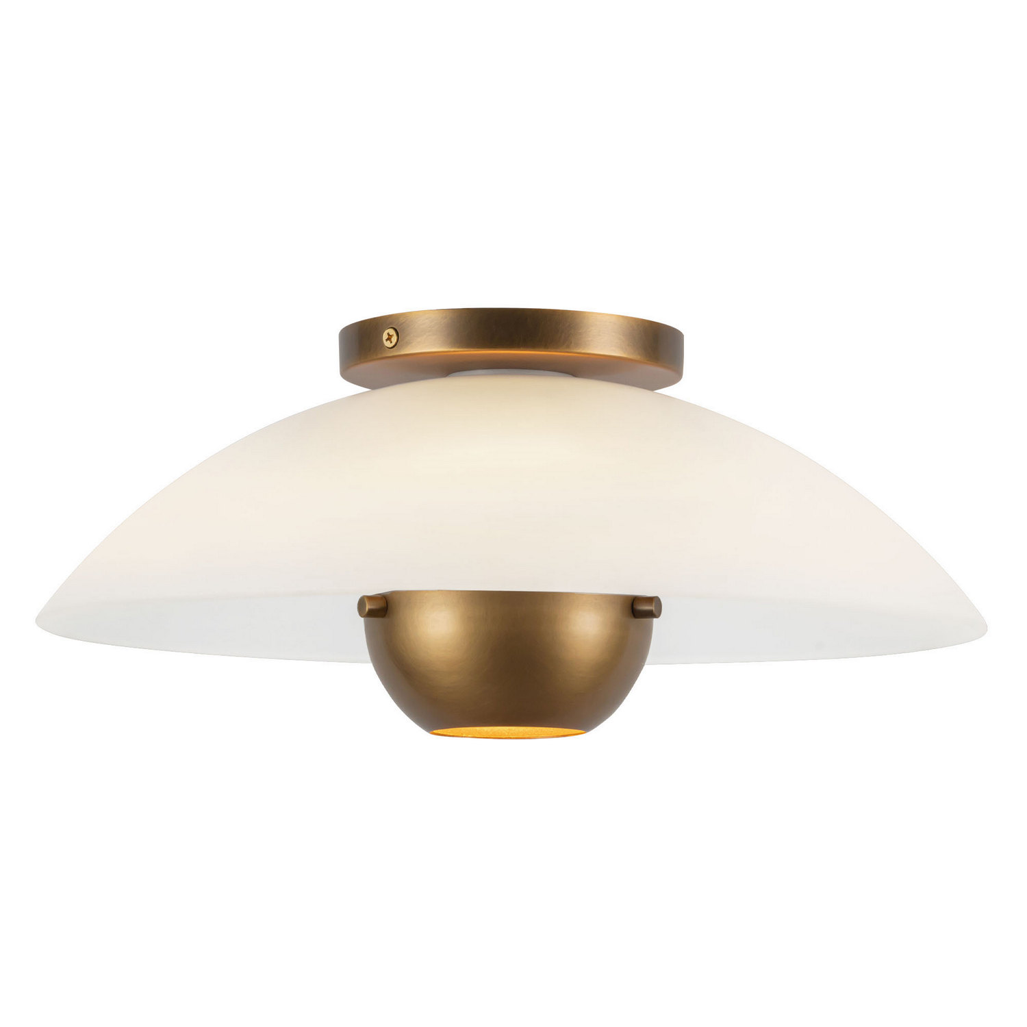 Opal Glass Vintage Brass Semi-Flush Mount from the Umbra Collection