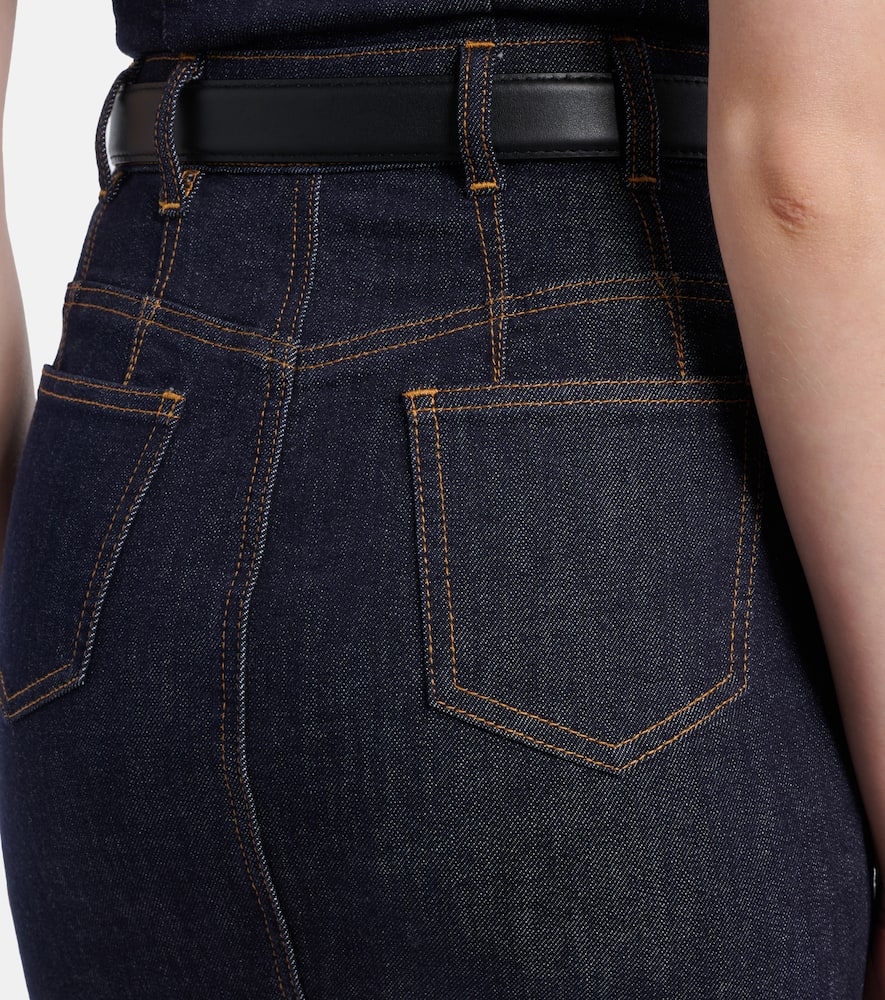 Belted denim midi dress