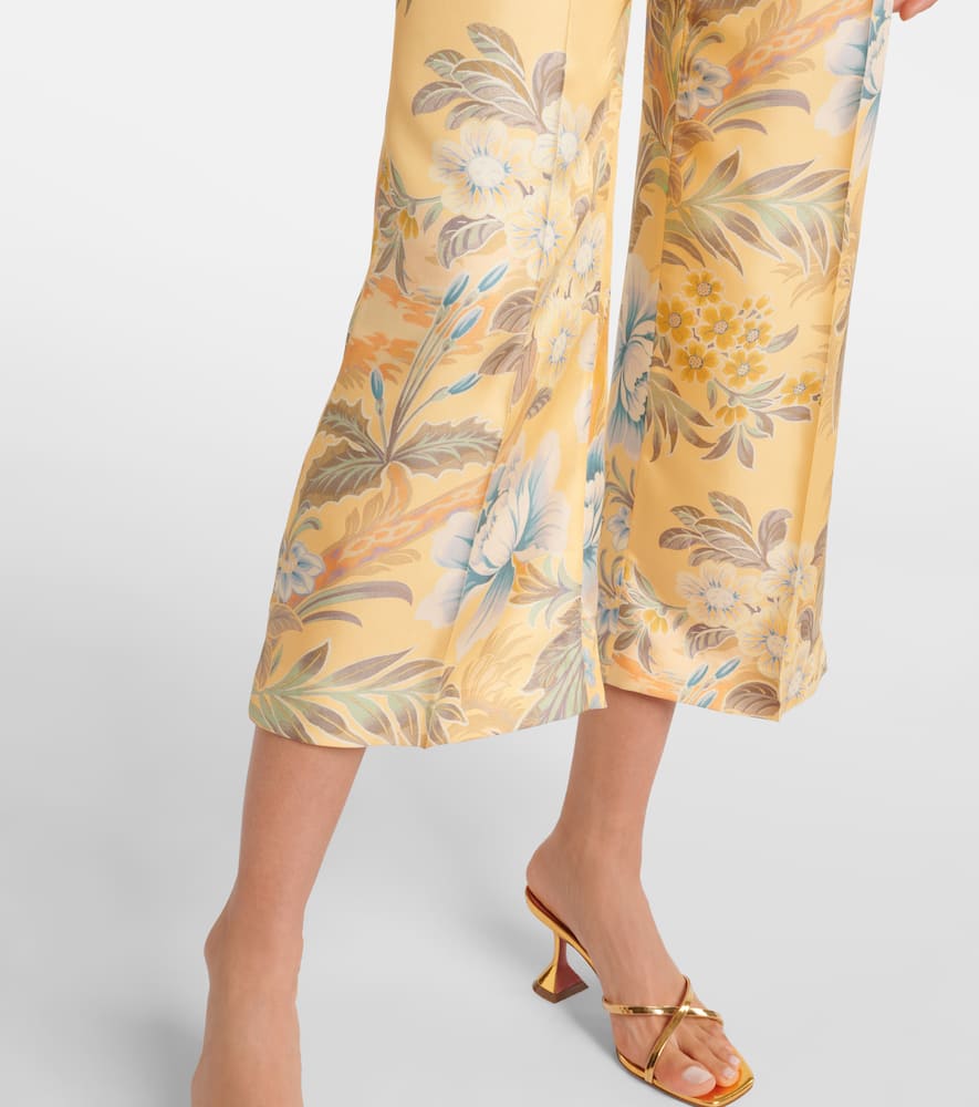 Printed silk wide-leg pants