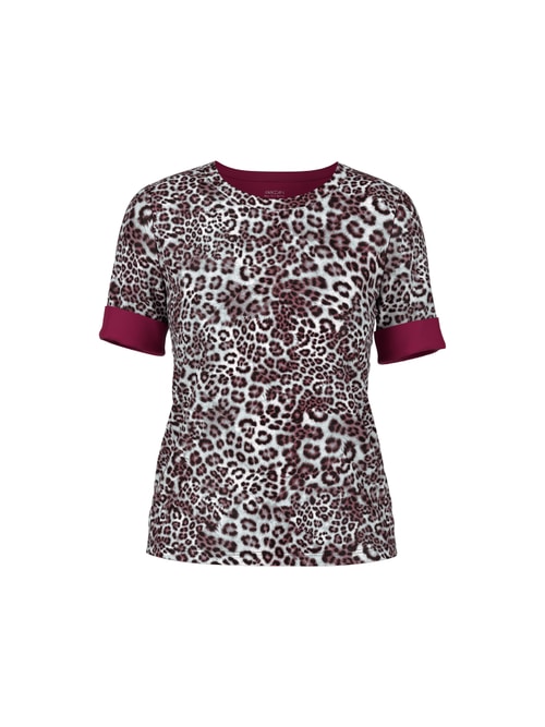 Marc Cain Ribbed shirt with leopard print, red, 34 N