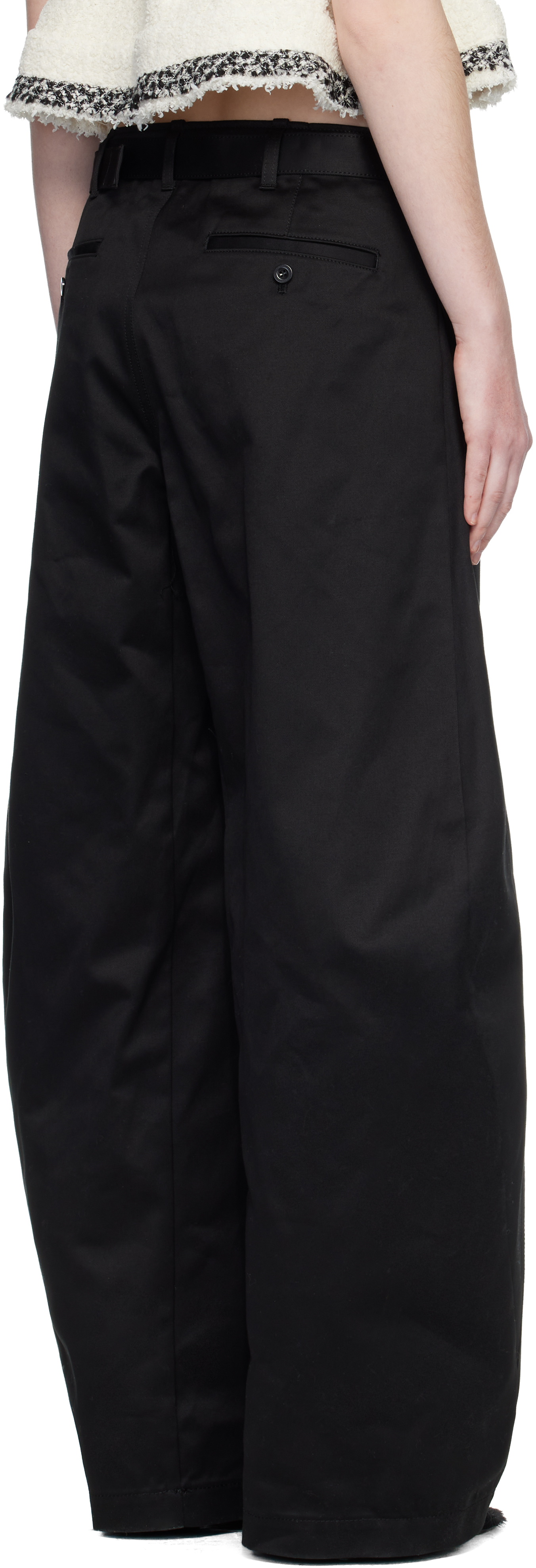 Black Cotton Chino Trousers