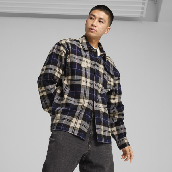 PUMA Porsche Legacy Men's Flannel Shirt in Beige