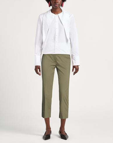 Woman Pants Military green Size 2 Cotton, Polyamide, Elastane