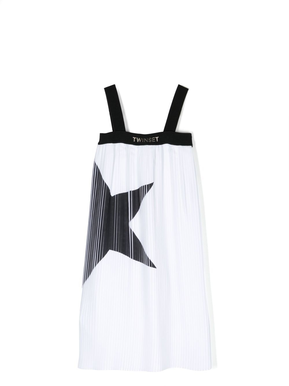 Star-print pleated dress - White
