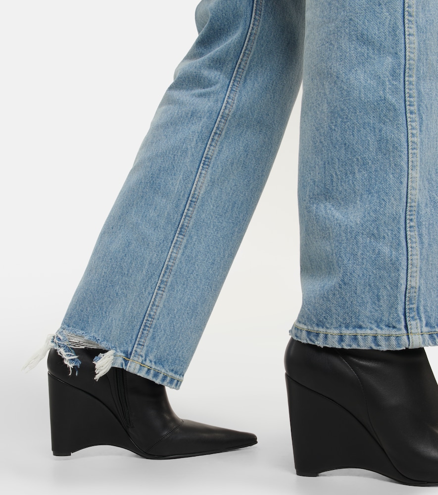 Mid-rise straight-leg jeans