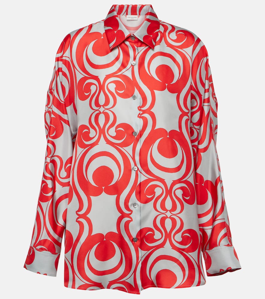 Printed silk twill shirt