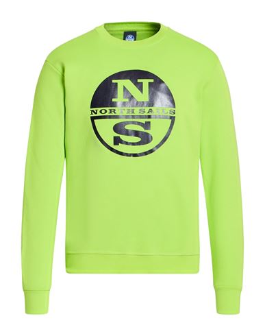 Man Sweatshirt Lime green Size L Cotton, Polyester
