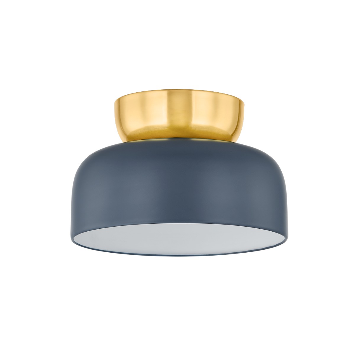 Batya 1-Light Flush Mount in Aged Brass with Slate Blue