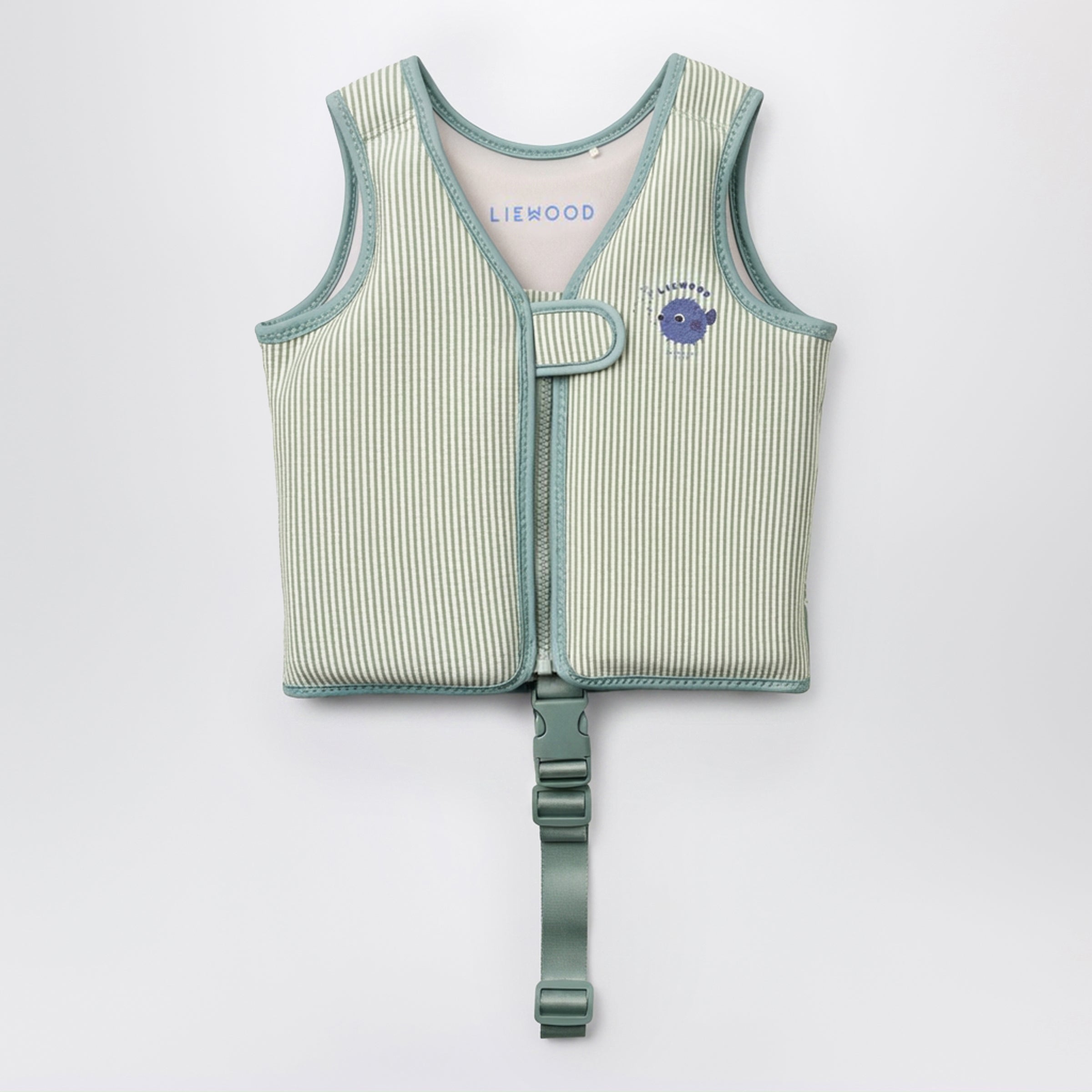 Dove swim vest in seersucker fabric