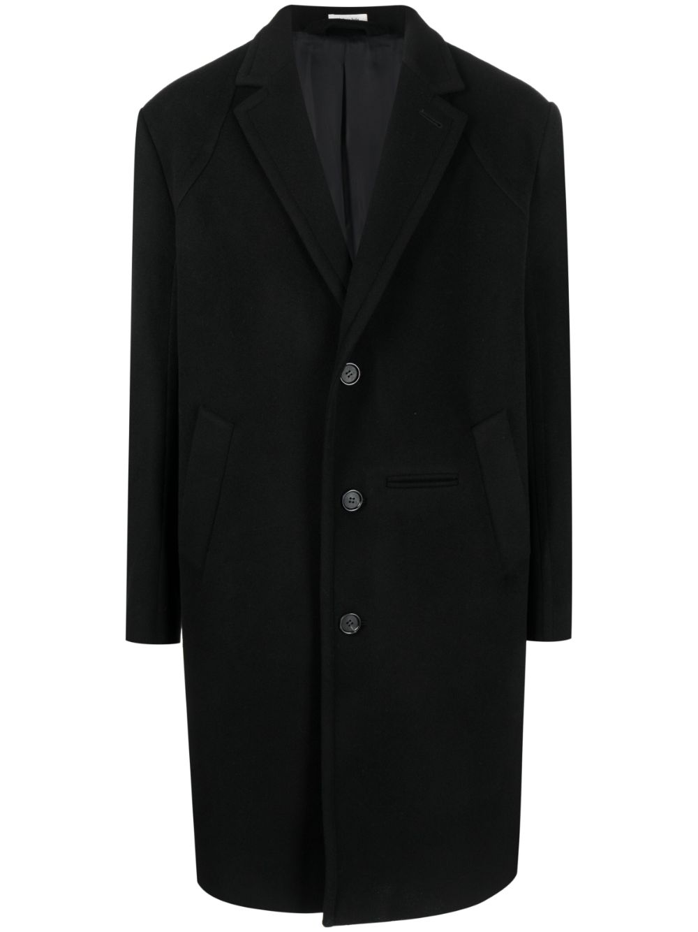 Raglan sleeves wool-blend coat - Black