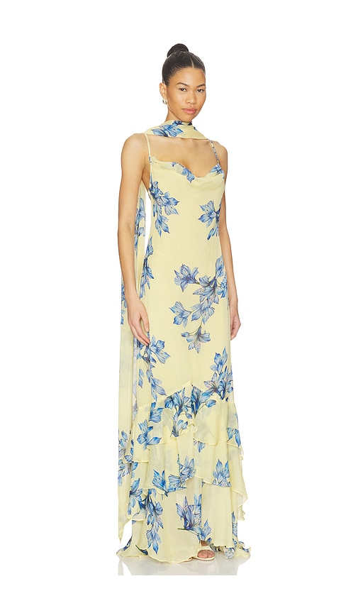 ROCOCO SAND Cowl Maxi Dress With Sash in Lemon,Blue. - XXS also in S, XS, M, L