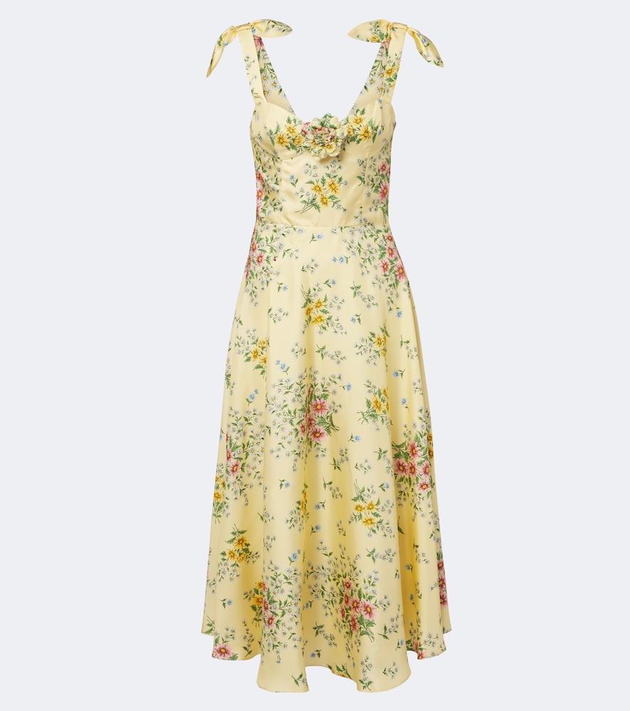 Floral silk twill midi dress
