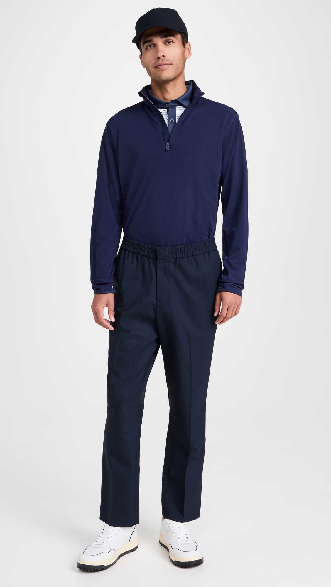 Tate Mock Neck Quarter Zip Maltese Blue