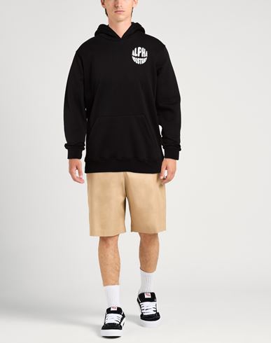 Man Sweatshirt Black Size L Cotton, Polyester
