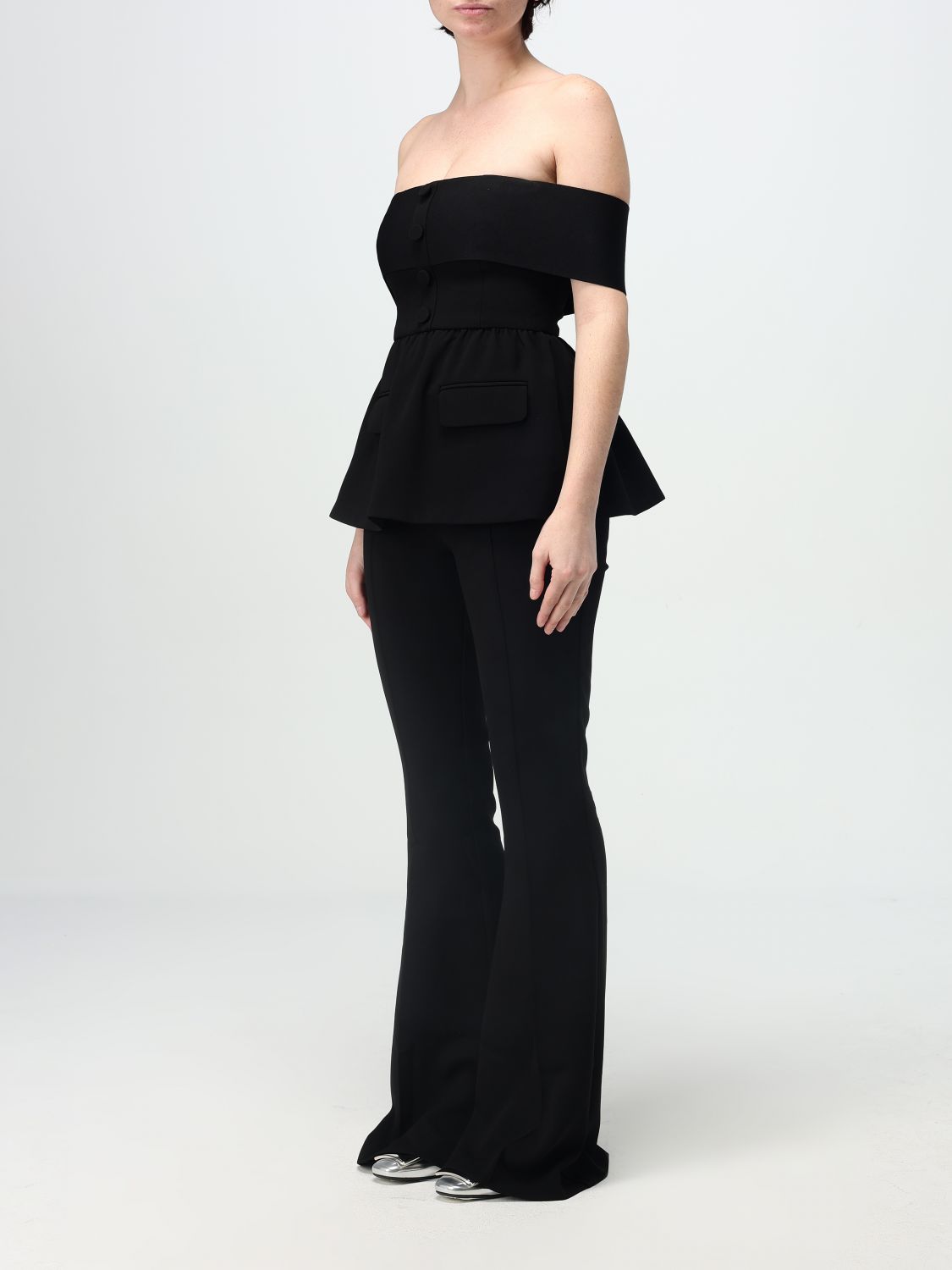 Crepe off-shoulder jumpsuit - Black
