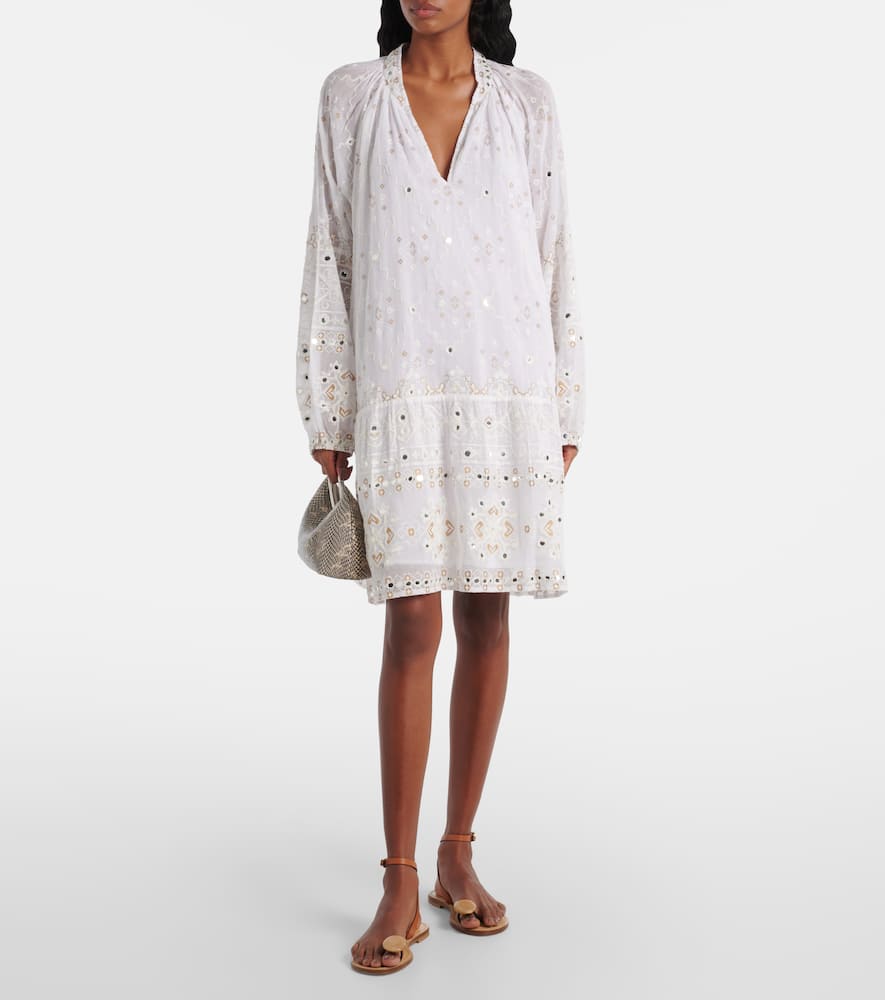 Juliet Dunn Embroidered cotton minidress