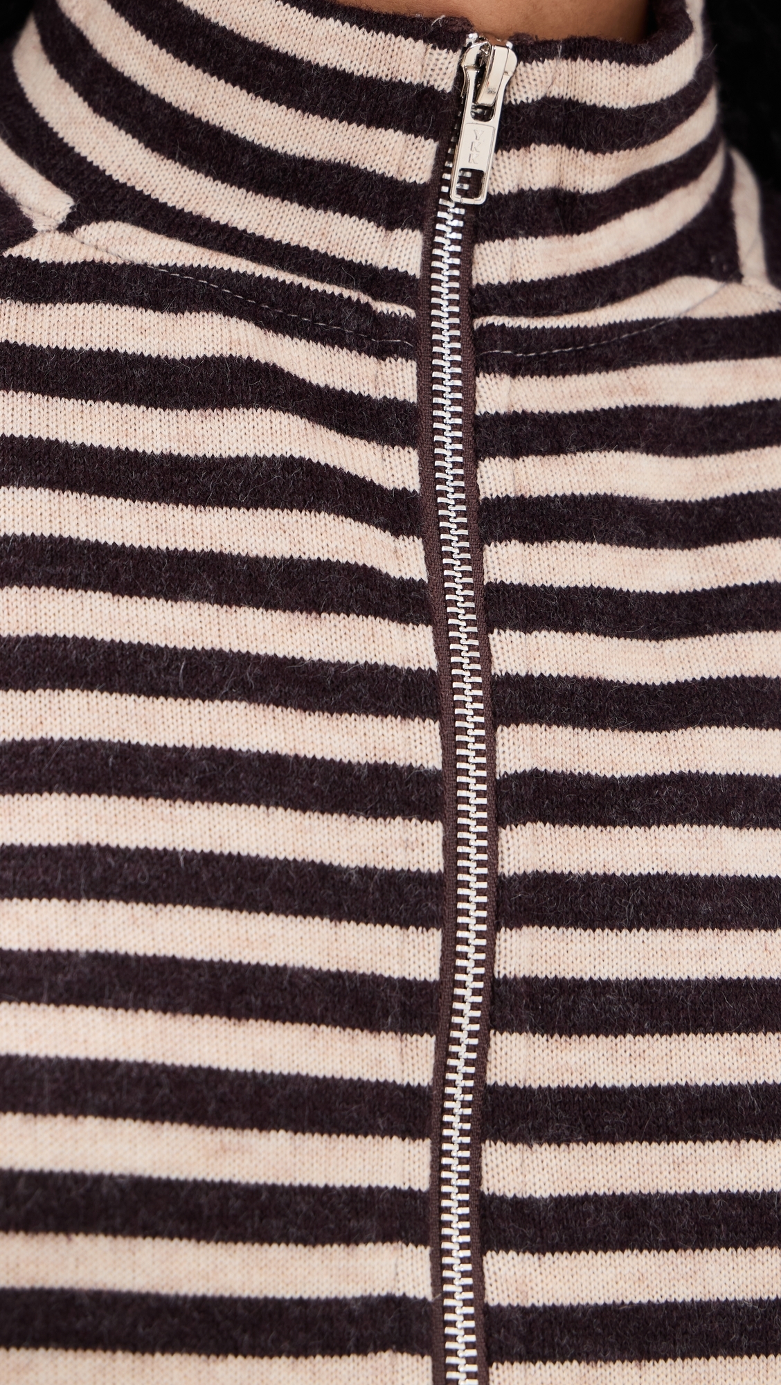 Bloom Knit Jacket Beige Chocolate Stripe