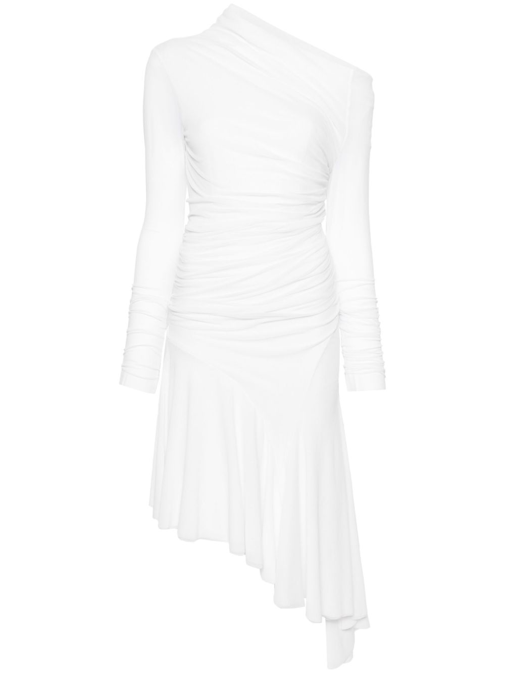 Asymmetric off-shoulder dress - White