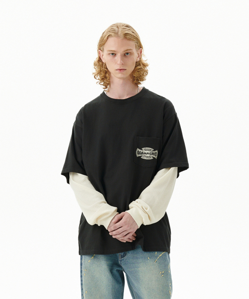 CROSS LOGO THERMAL LS TEE CHARCOAL