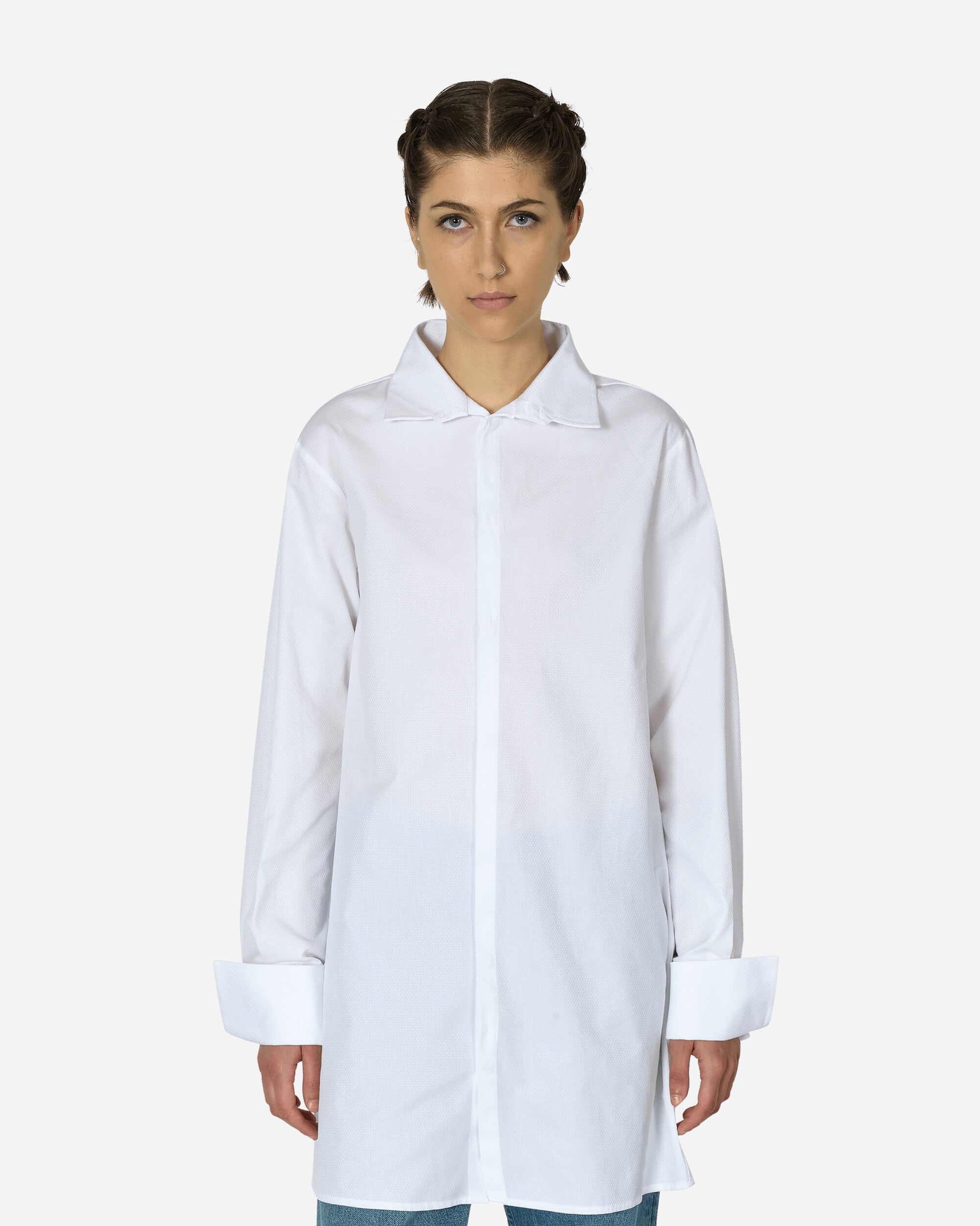 Wide Sleeved Stripy Poplin Shirt Off White