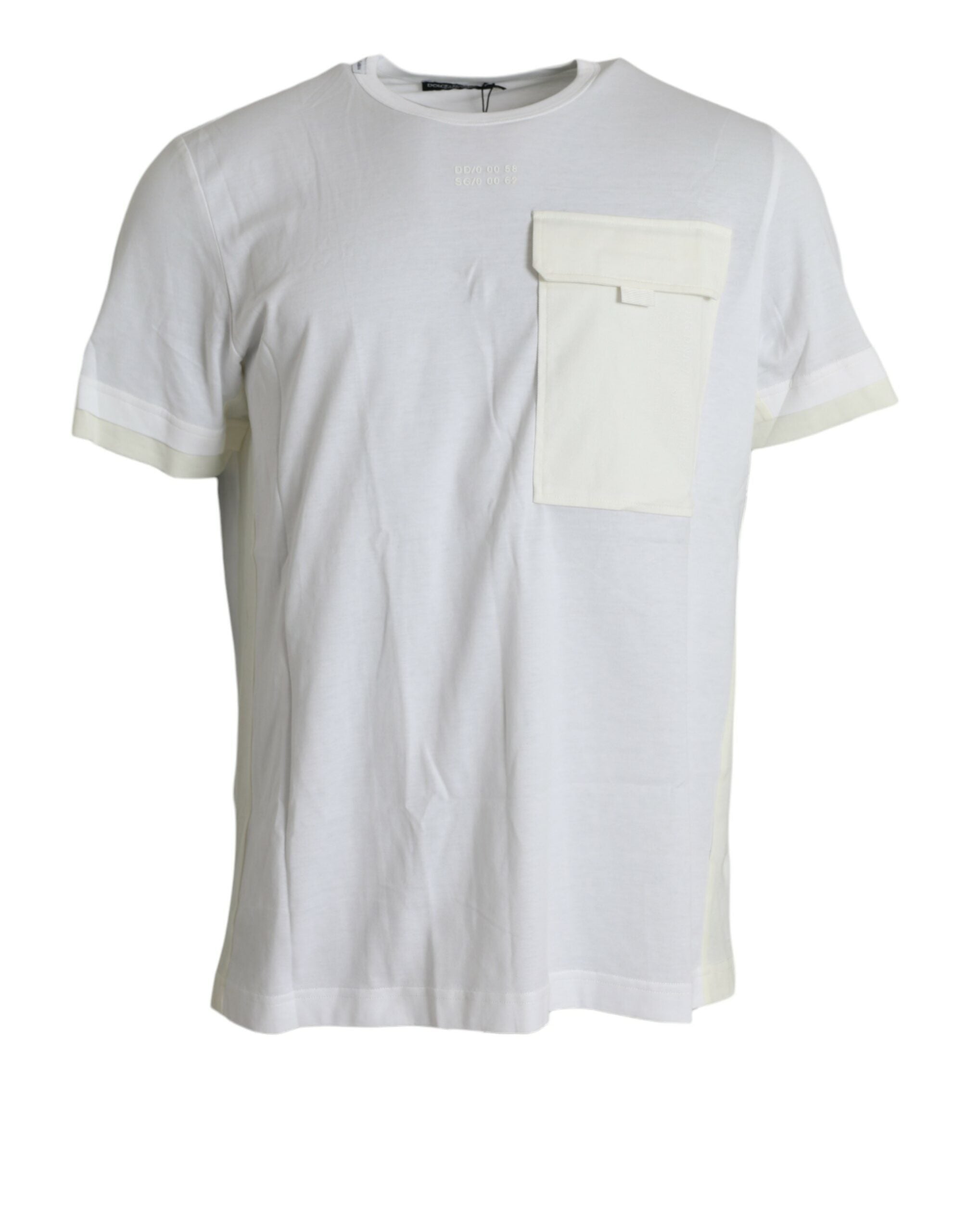 Cotton Crew Neck with Chest Pocket T-Shirt — White