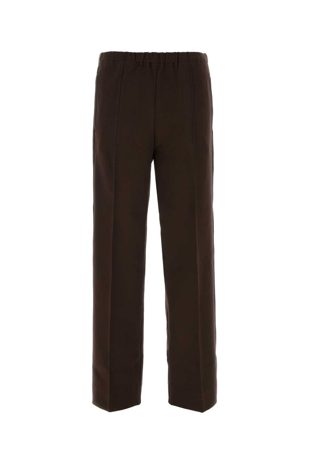 Stretch Viscose Blend Trousers — Brown