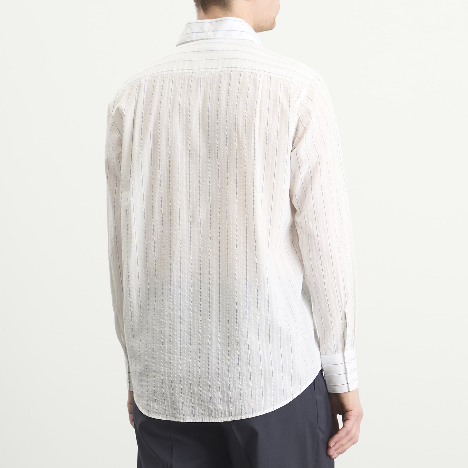 Men's Business Shirt in White/Blue Stripe