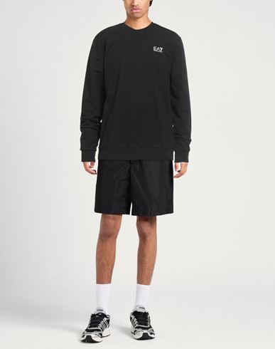 Man Sweatshirt Black Size 3XL Cotton, Elastane
