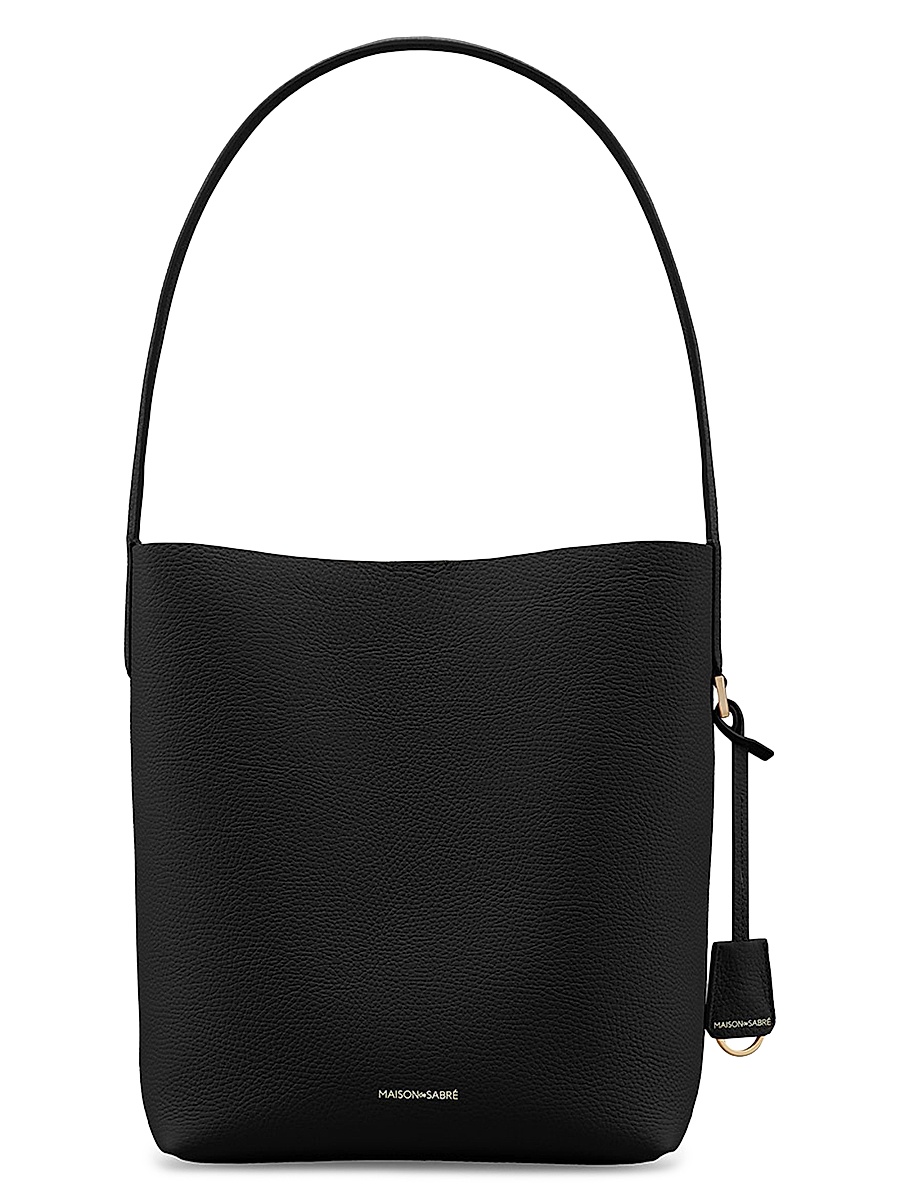Women's Leather Bucket Soft Tote Bag - Rouge Noir