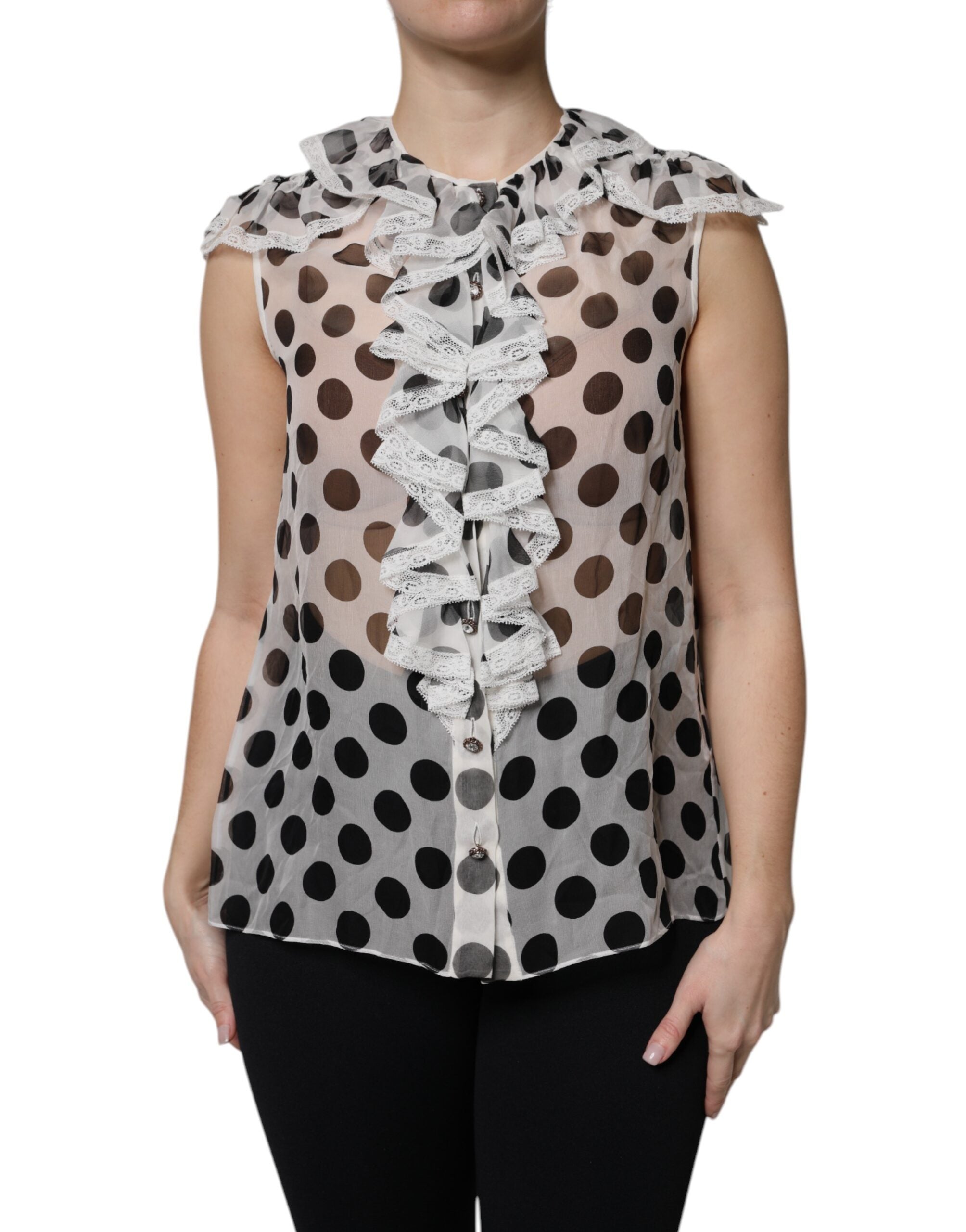 Polka Dot Silk Blouse — White