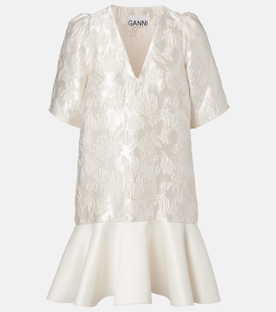 Floral satin cloqué minidress