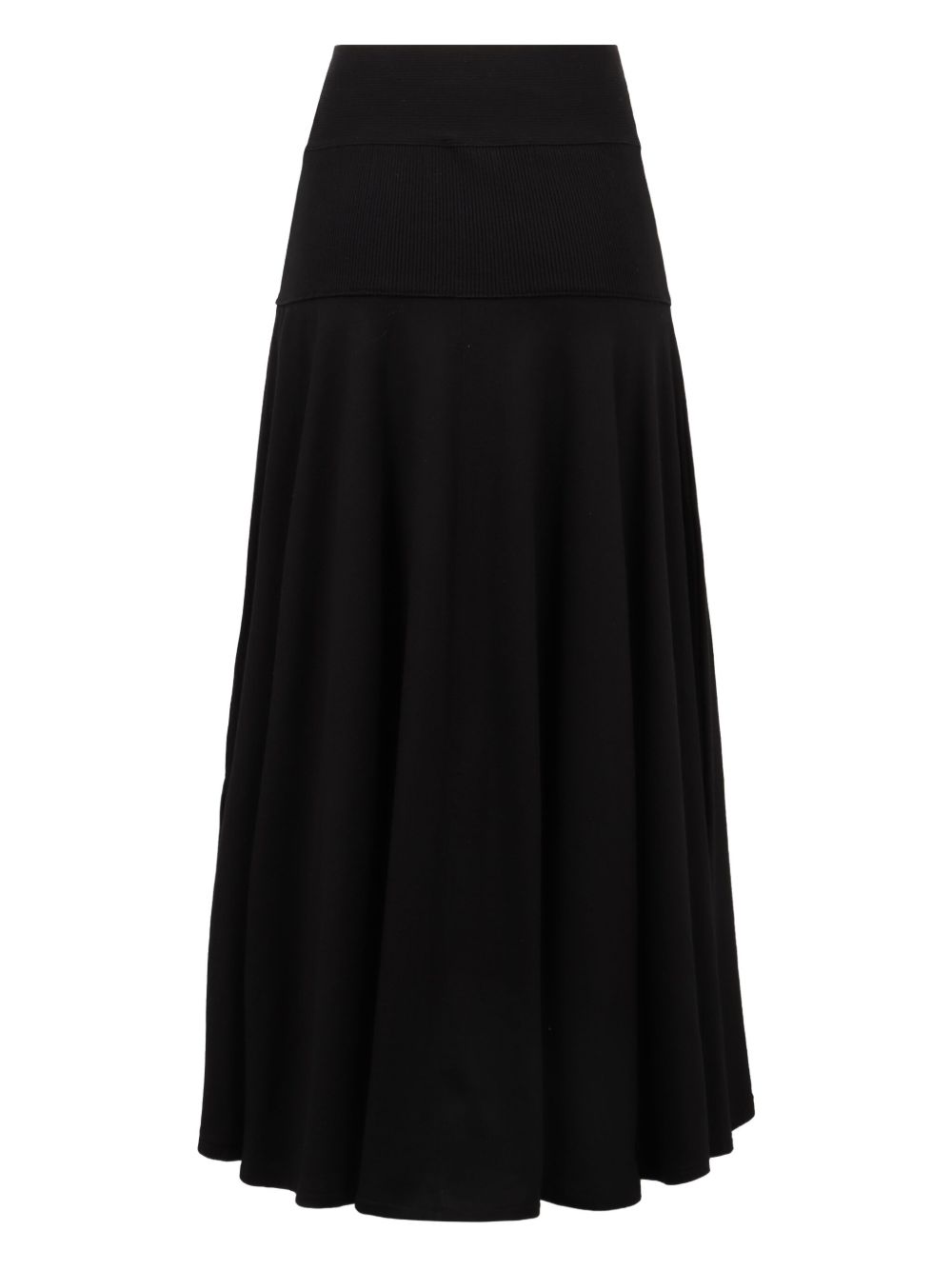 Cotton A-line midi skirt - Black