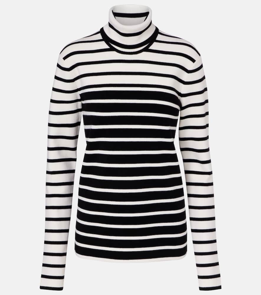 Striped wool-blend turtleneck sweater