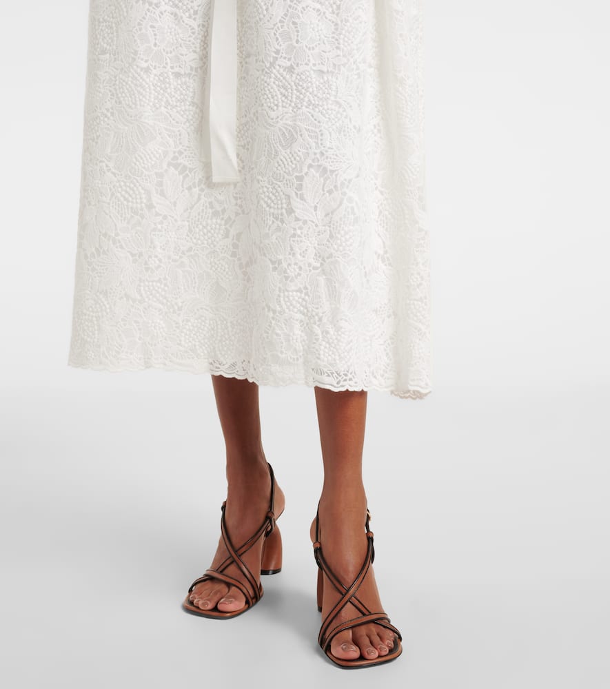 Embroidered cotton lace midi dress