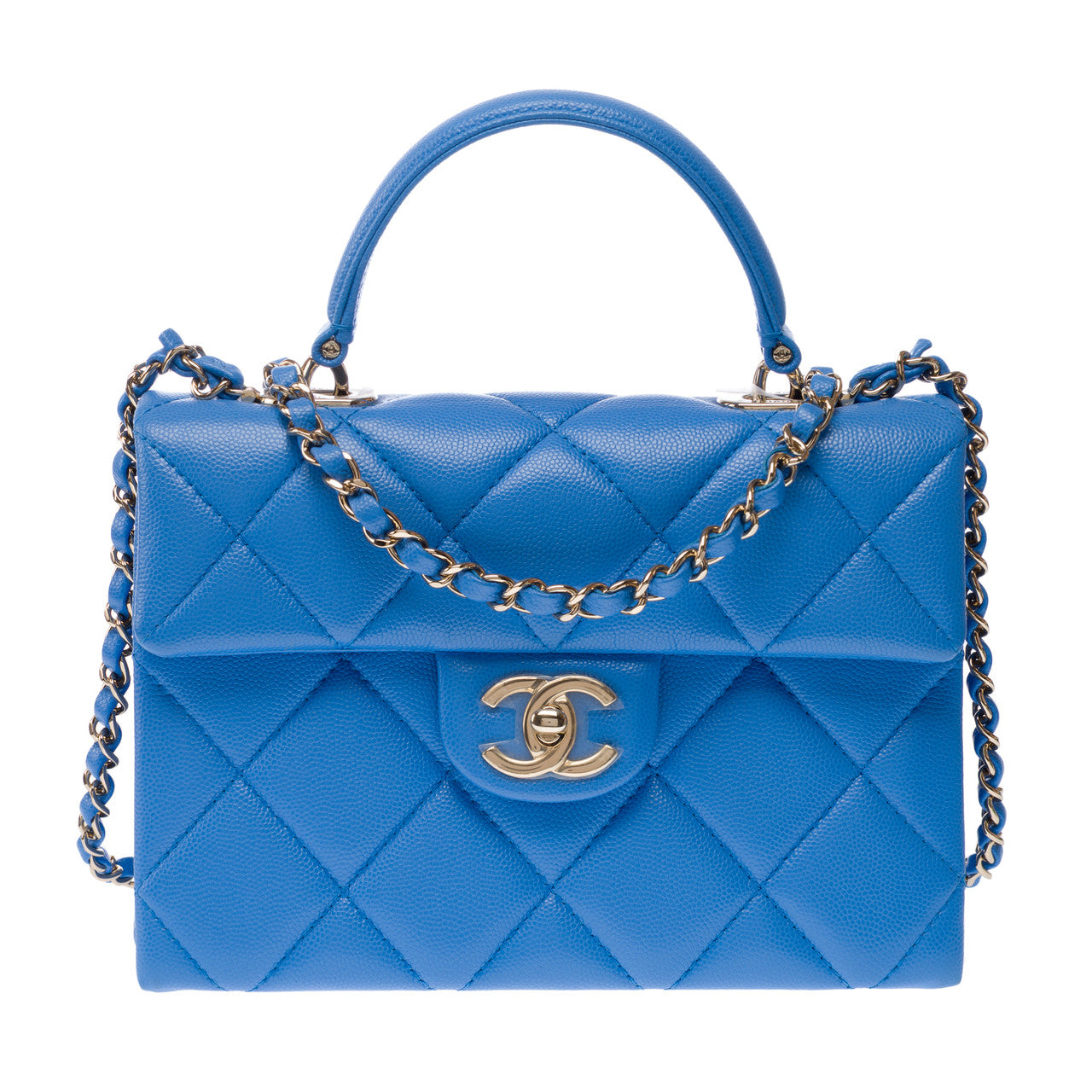 Mini Top Handle Flap Bag — Blue