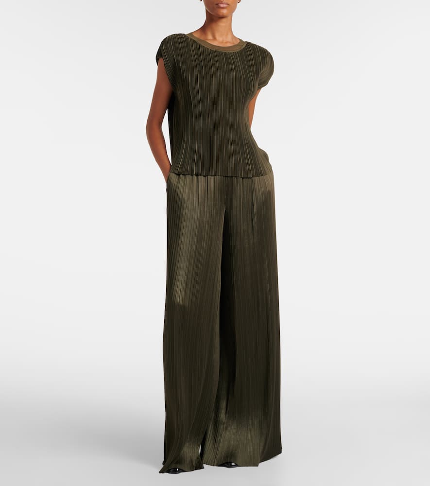Amber plissé satin wide-leg pants