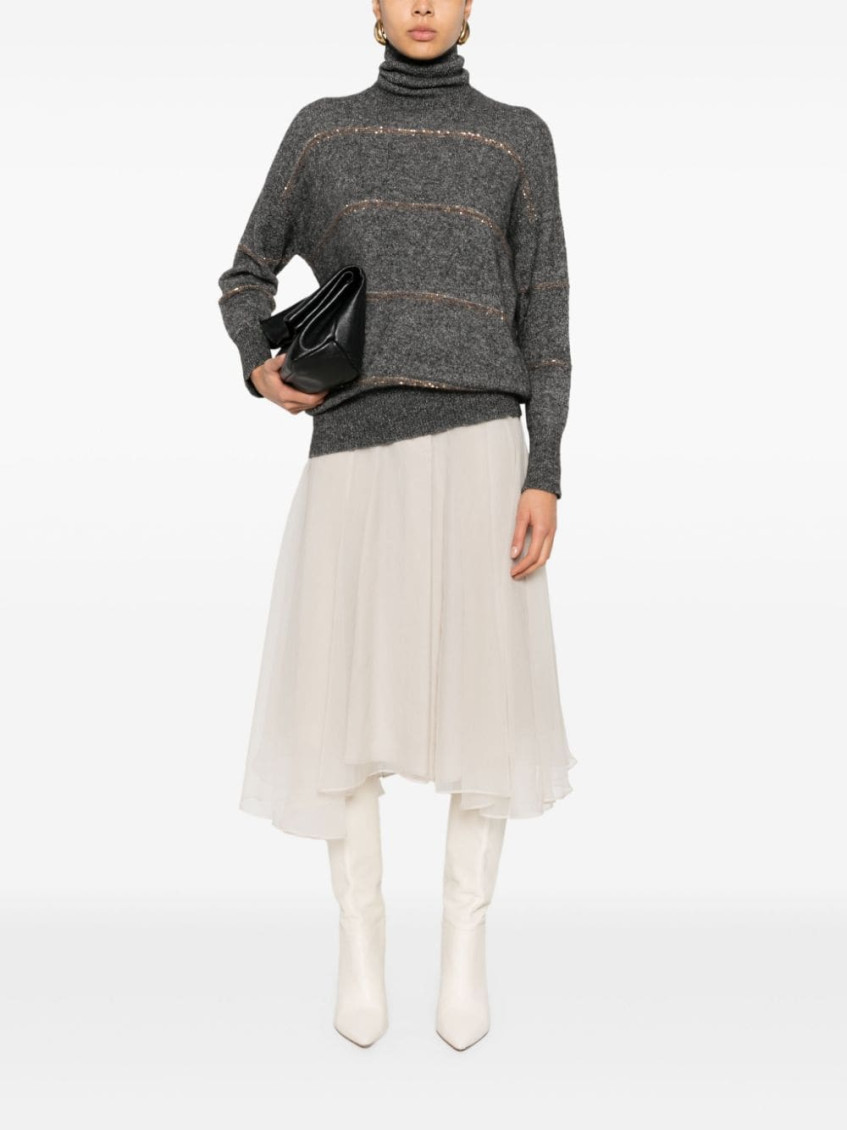 Sequin-embellished knitted jumper - Grey
