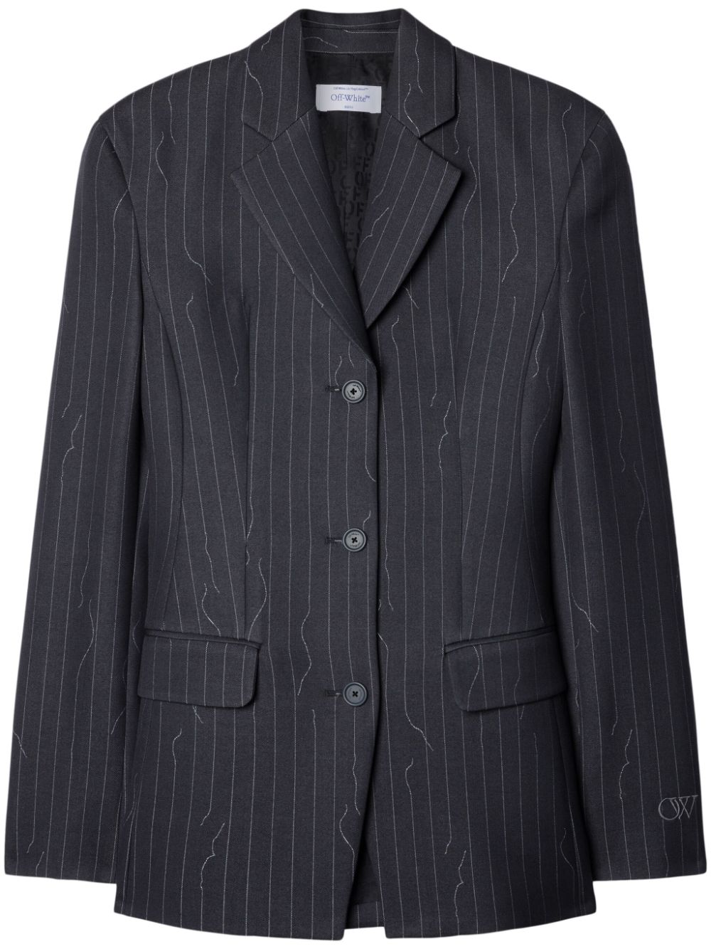 Pinstripe-pattern virgin wool-blend blazer - Grey