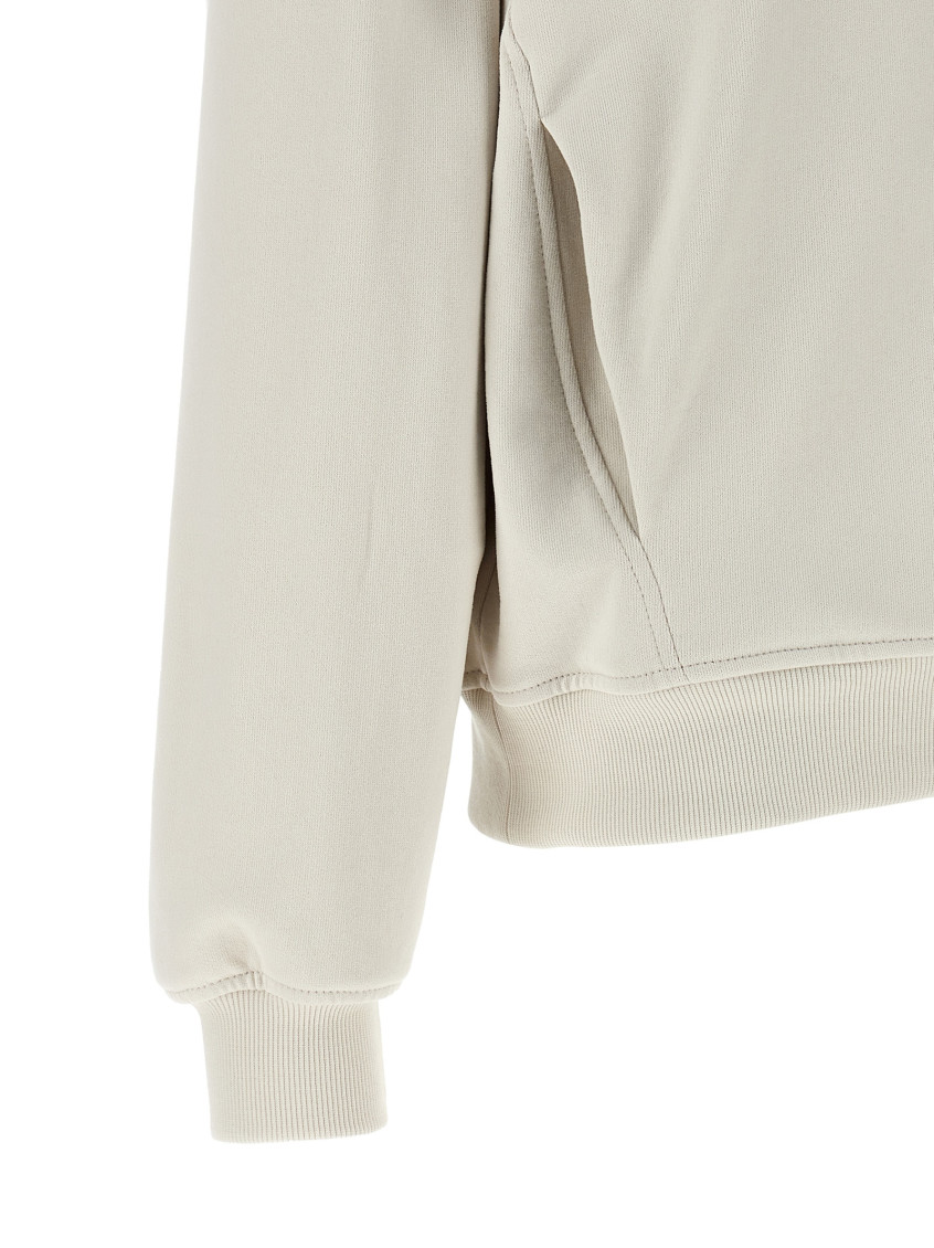 Off White Solid Hood Sweatshirt