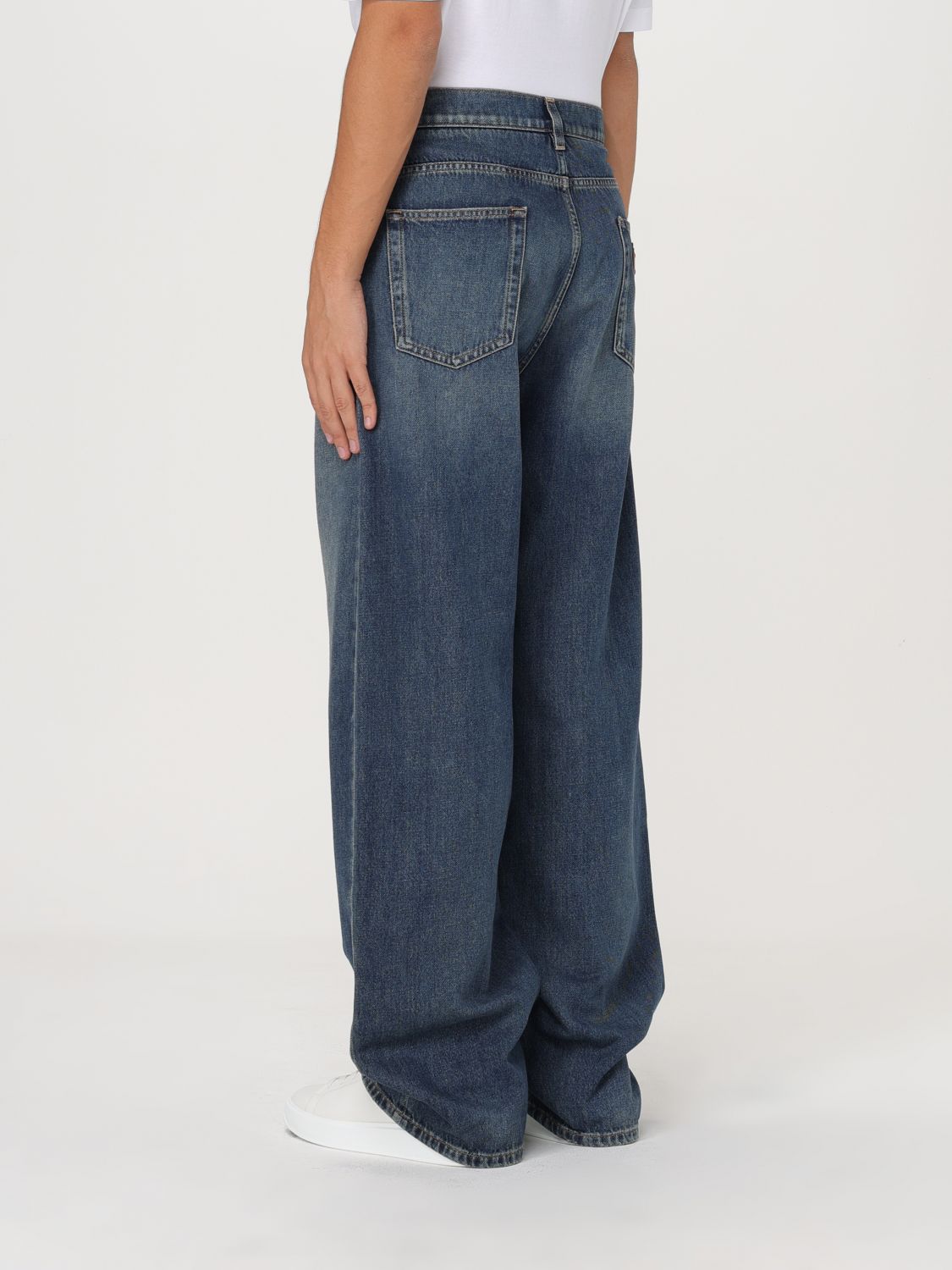 Stonewashed straight-leg jeans - Blue
