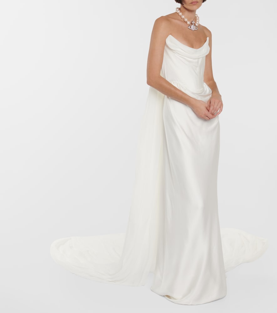 Bridal Galaxy Cape crêpe satin gown