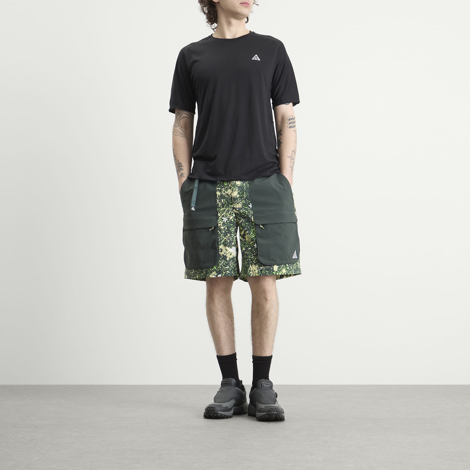 Men's ACG All Over Print Smith Summit Short in Black Spruce/Life Lime/Summit White