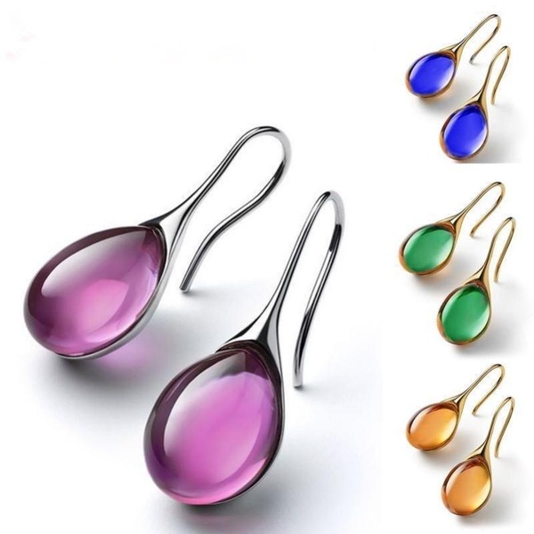 4 Colors Exquisite and Simple Inlaid Zircon Women's Earrings, Elegant Ladies' Engagement and Wedding Jewelry Accessories. Valentine's Day Gift for He