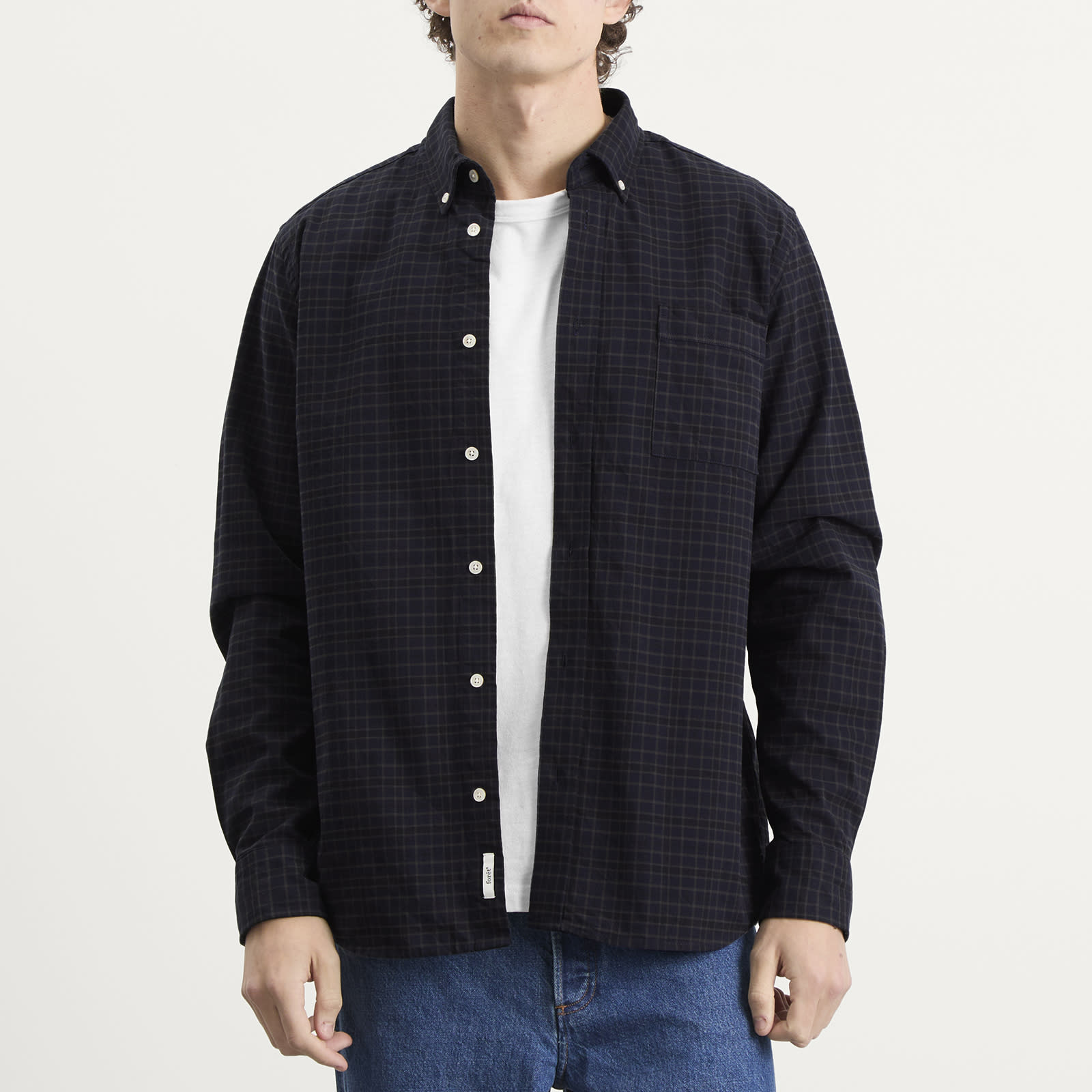 Men's Creek Heavy Flannel Check Overshirt Navy